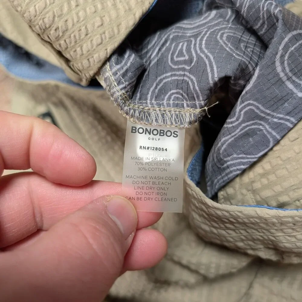 Bonobos Golf Seersucker Chino Pants Mens 32x34 Beige Slim Fit Lightweight